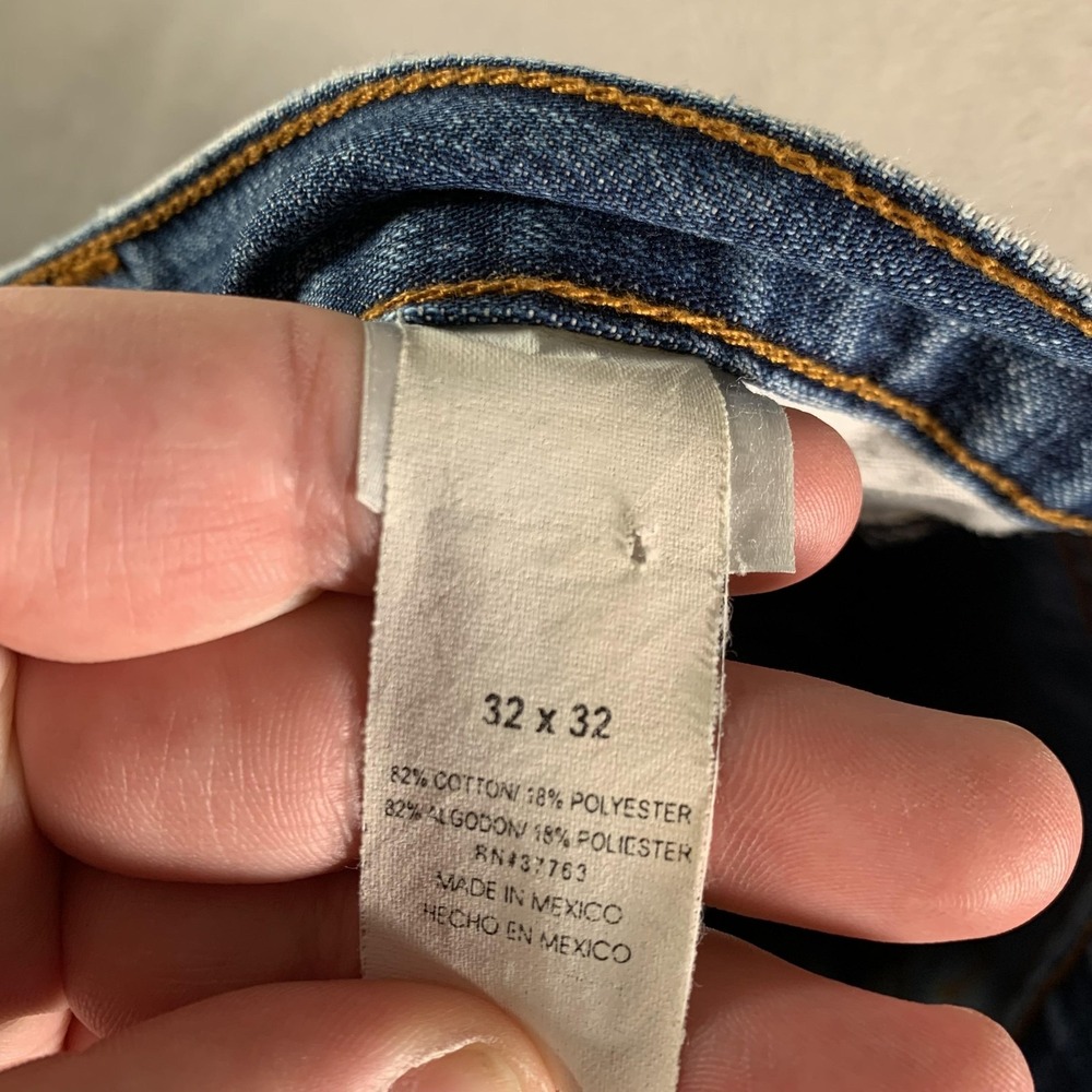 Perry‎ Ellis America Jeans Mens 32x32(32x28) Blue Straight Leg Raw Hem Denim - Picture 10 of 12